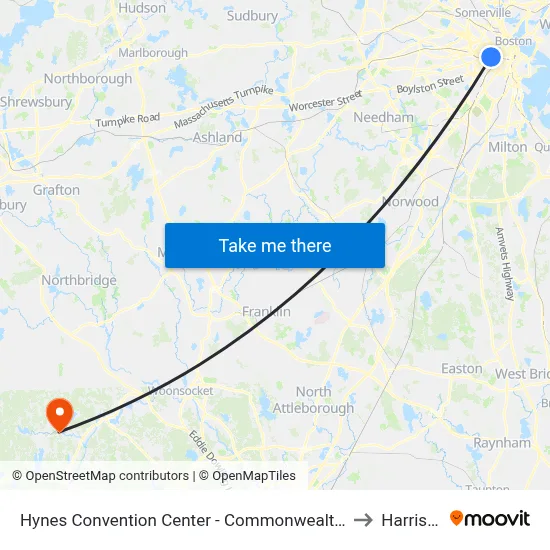 Hynes Convention Center - Commonwealth Ave @ Massachusetts Ave to Harrisville, RI map