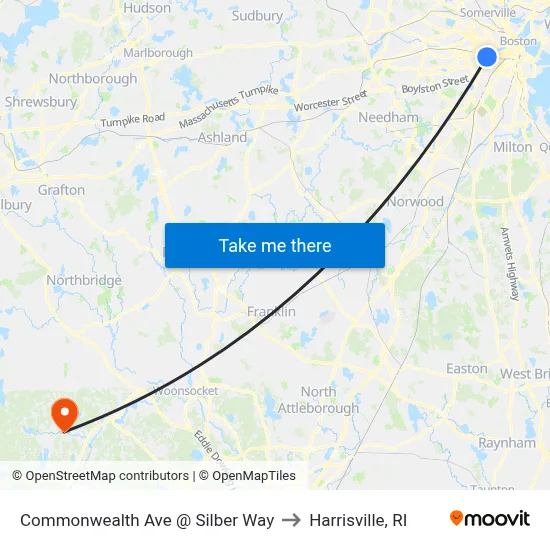 Commonwealth Ave @ Silber Way to Harrisville, RI map