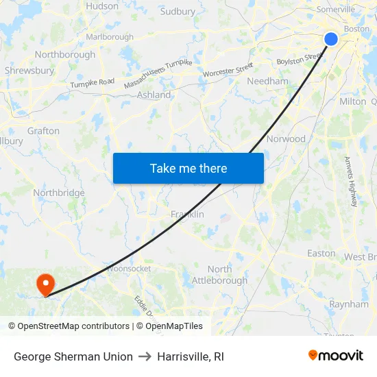 George Sherman Union to Harrisville, RI map