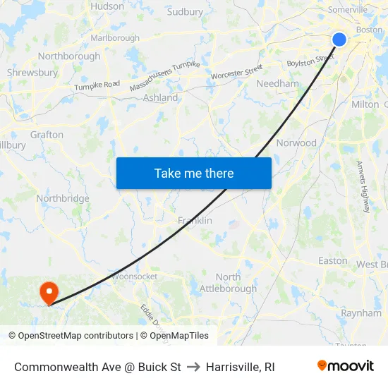Commonwealth Ave @ Buick St to Harrisville, RI map