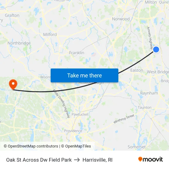 Oak St Across Dw Field Park to Harrisville, RI map