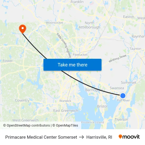 Primacare Medical Center Somerset to Harrisville, RI map