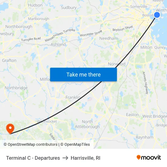 Terminal C - Departures to Harrisville, RI map