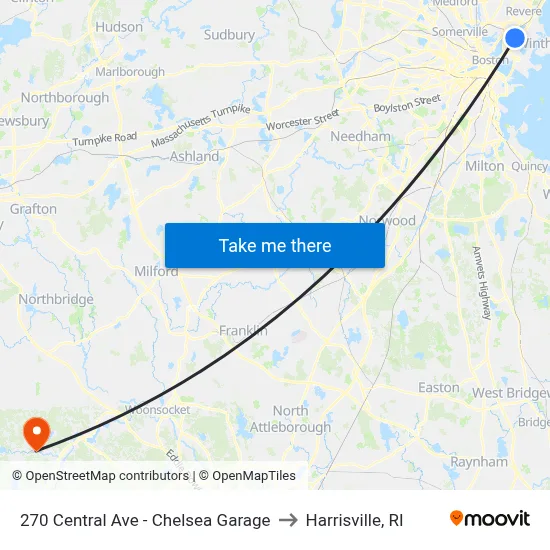 270 Central Ave - Chelsea Garage to Harrisville, RI map