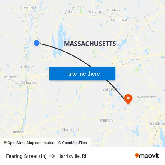Fearing Street (In) to Harrisville, RI map