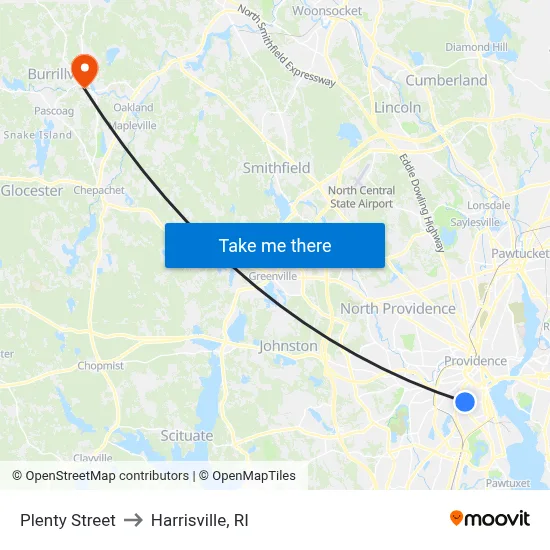 Plenty Street to Harrisville, RI map