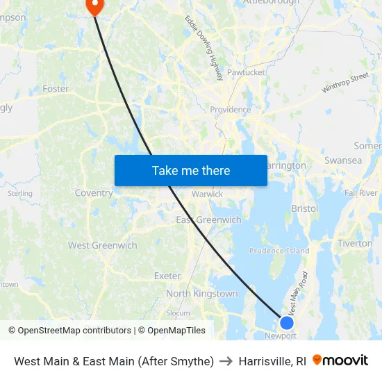 West Main & East Main (After Smythe) to Harrisville, RI map