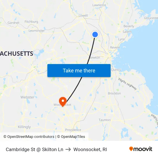 Cambridge St @ Skilton Ln to Woonsocket, RI map
