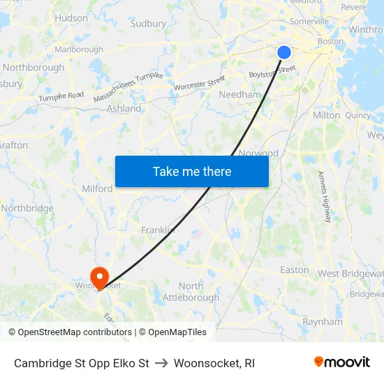 Cambridge St Opp Elko St to Woonsocket, RI map