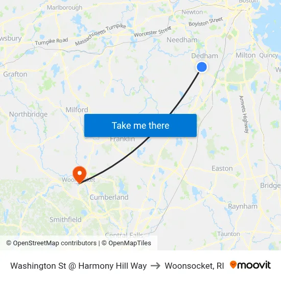 Washington St @ Harmony Hill Way to Woonsocket, RI map