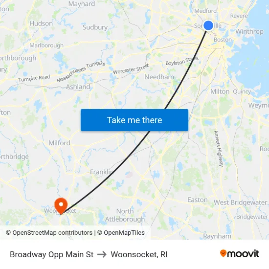 Broadway Opp Main St to Woonsocket, RI map