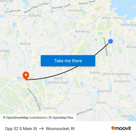 Opp 32 S Main St to Woonsocket, RI map