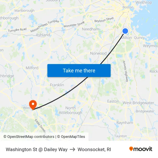 Washington St @ Dailey Way to Woonsocket, RI map