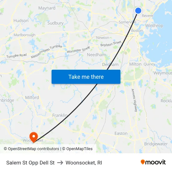 Salem St Opp Dell St to Woonsocket, RI map