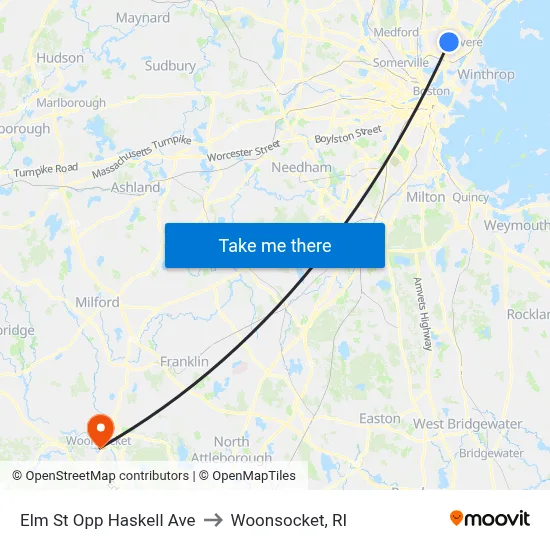Elm St Opp Haskell Ave to Woonsocket, RI map