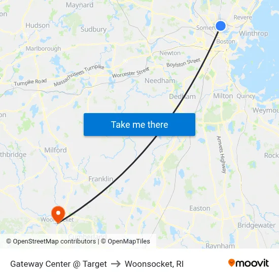Gateway Center @ Target to Woonsocket, RI map