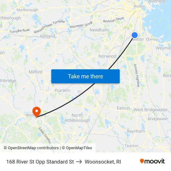 168 River St Opp Standard St to Woonsocket, RI map
