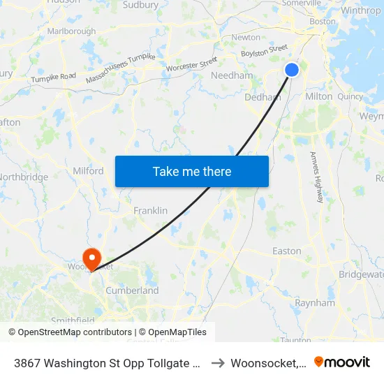 3867 Washington St Opp Tollgate Way to Woonsocket, RI map