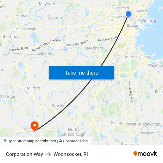 Corporation Way to Woonsocket, RI map