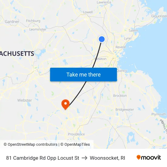 81 Cambridge Rd Opp Locust St to Woonsocket, RI map