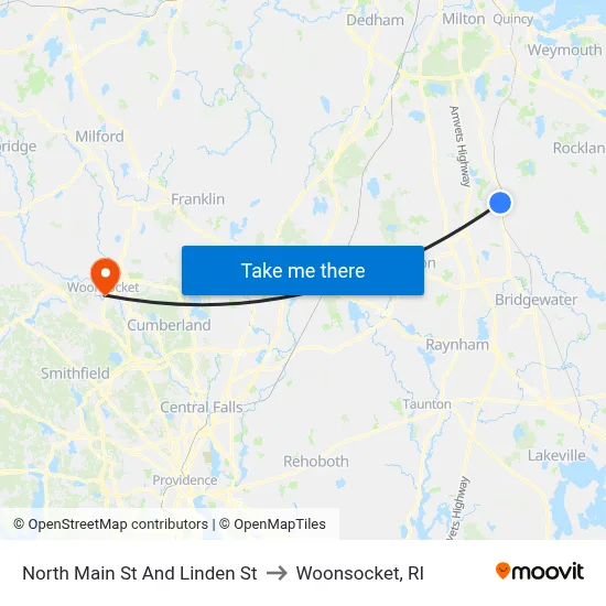 North Main St And Linden St to Woonsocket, RI map
