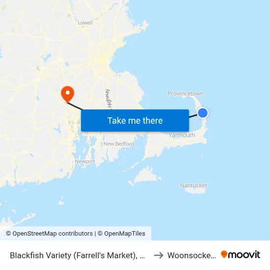 Blackfish Variety (Farrell's Market), Wellfleet to Woonsocket, RI map