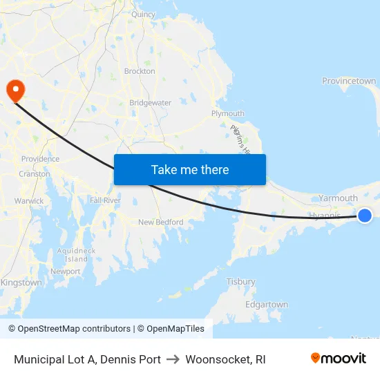 Municipal Lot A, Dennis Port to Woonsocket, RI map