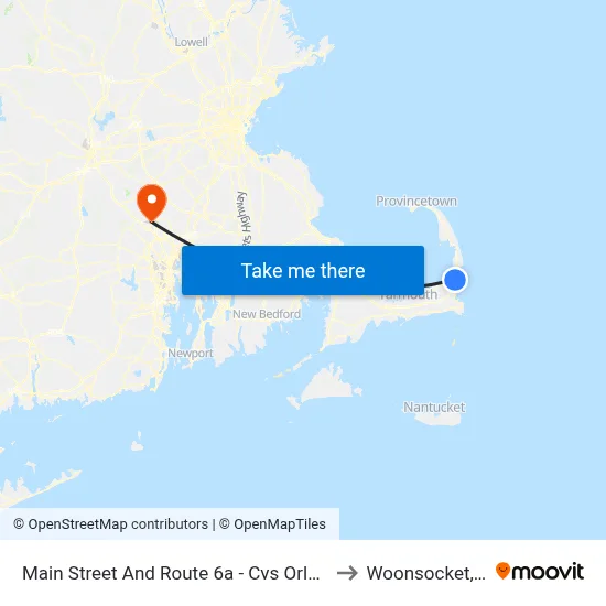 Main Street And Route 6a - Cvs Orleans to Woonsocket, RI map