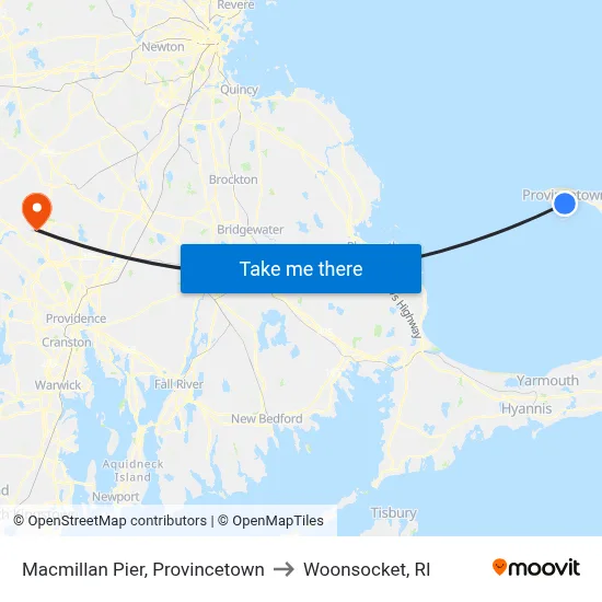 Macmillan Pier, Provincetown to Woonsocket, RI map