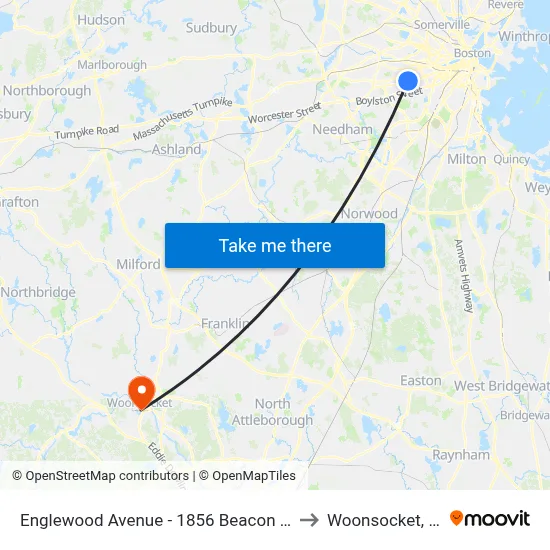 Englewood Avenue - 1856 Beacon St to Woonsocket, RI map