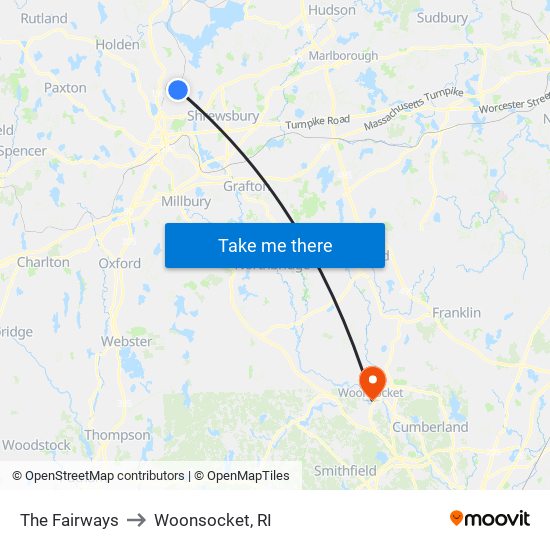 The Fairways to Woonsocket, RI map