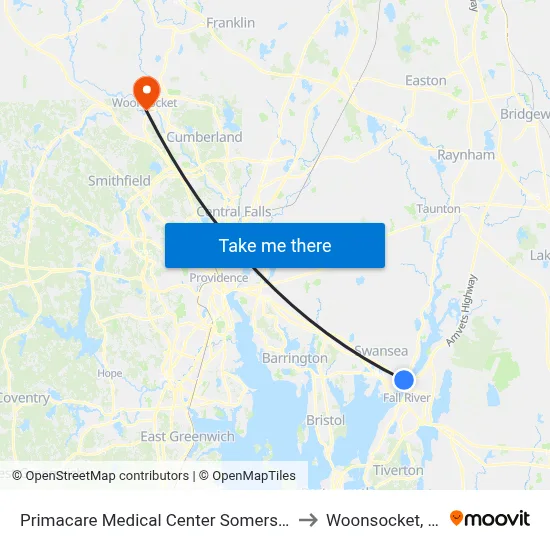 Primacare Medical Center Somerset to Woonsocket, RI map