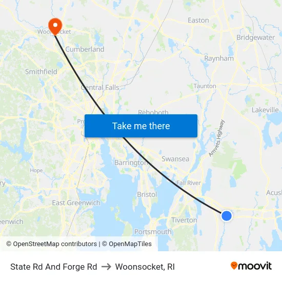 State Rd And Forge Rd to Woonsocket, RI map