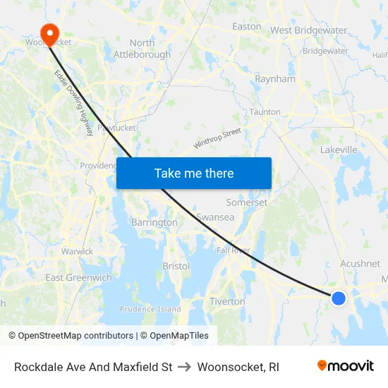 Rockdale Ave And Maxfield St to Woonsocket, RI map