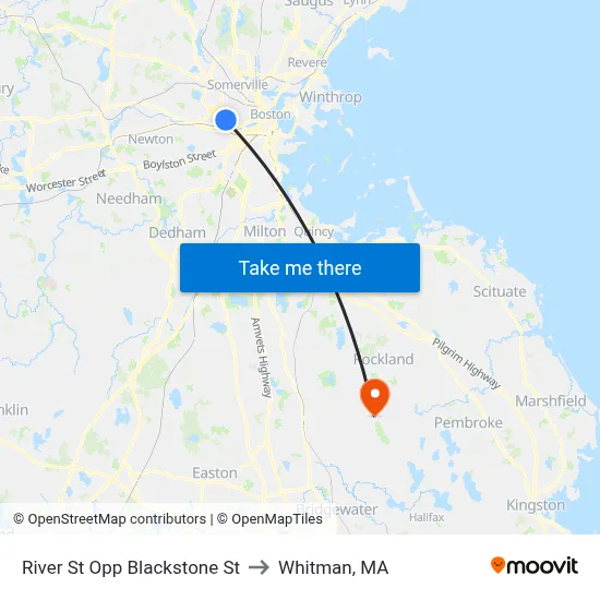 River St Opp Blackstone St to Whitman, MA map