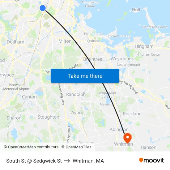 South St @ Sedgwick St to Whitman, MA map