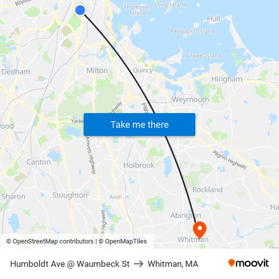 Humboldt Ave @ Waumbeck St to Whitman, MA map