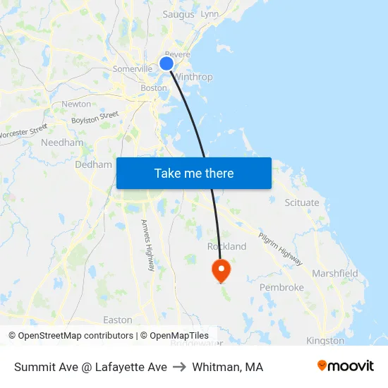 Summit Ave @ Lafayette Ave to Whitman, MA map