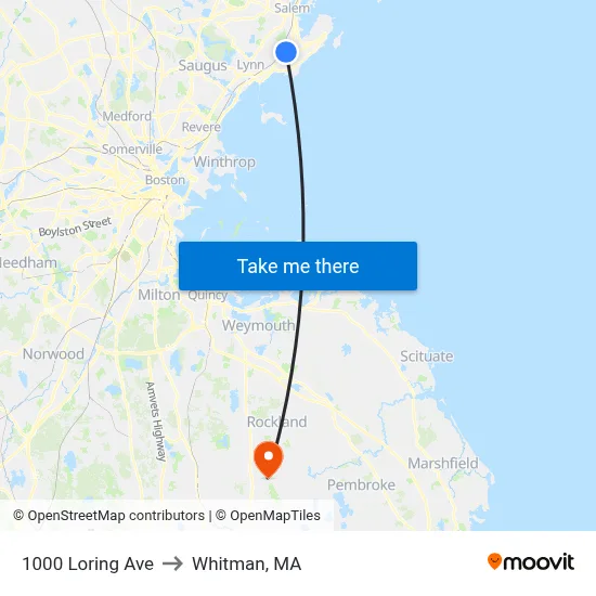 1000 Loring Ave to Whitman, MA map