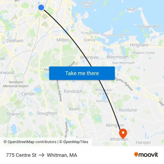 775 Centre St to Whitman, MA map