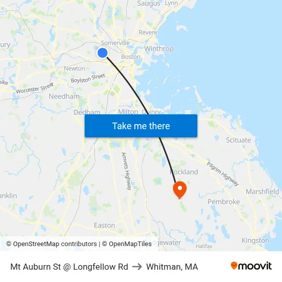 Mt Auburn St @ Longfellow Rd to Whitman, MA map