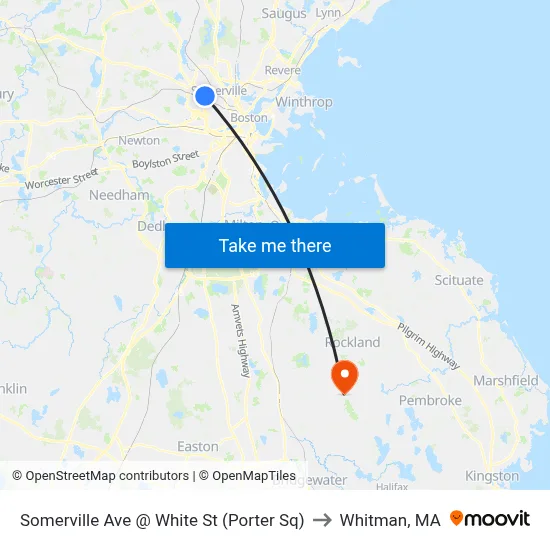 Somerville Ave @ White St (Porter Sq) to Whitman, MA map