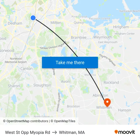 West St Opp Myopia Rd to Whitman, MA map