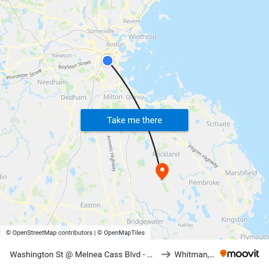 Washington St @ Melnea Cass Blvd - Silver Line to Whitman, MA map