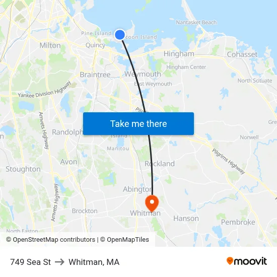 749 Sea St to Whitman, MA map