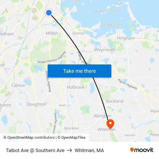 Talbot Ave @ Southern Ave to Whitman, MA map