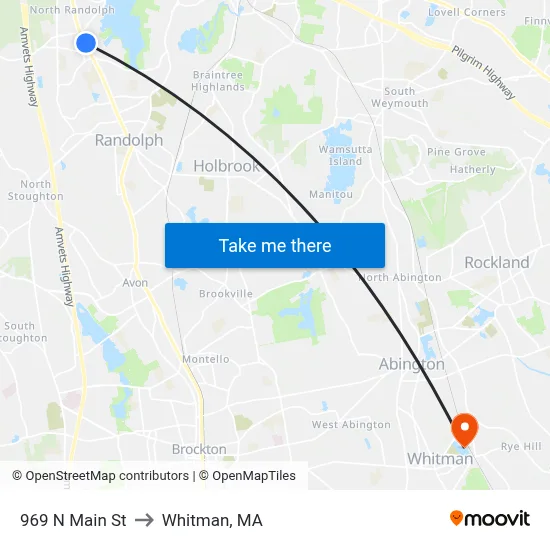 969 N Main St to Whitman, MA map