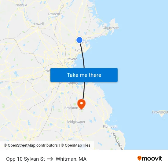 Opp 10 Sylvan St to Whitman, MA map