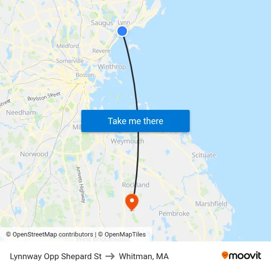 Lynnway Opp Shepard St to Whitman, MA map