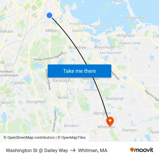 Washington St @ Dailey Way to Whitman, MA map